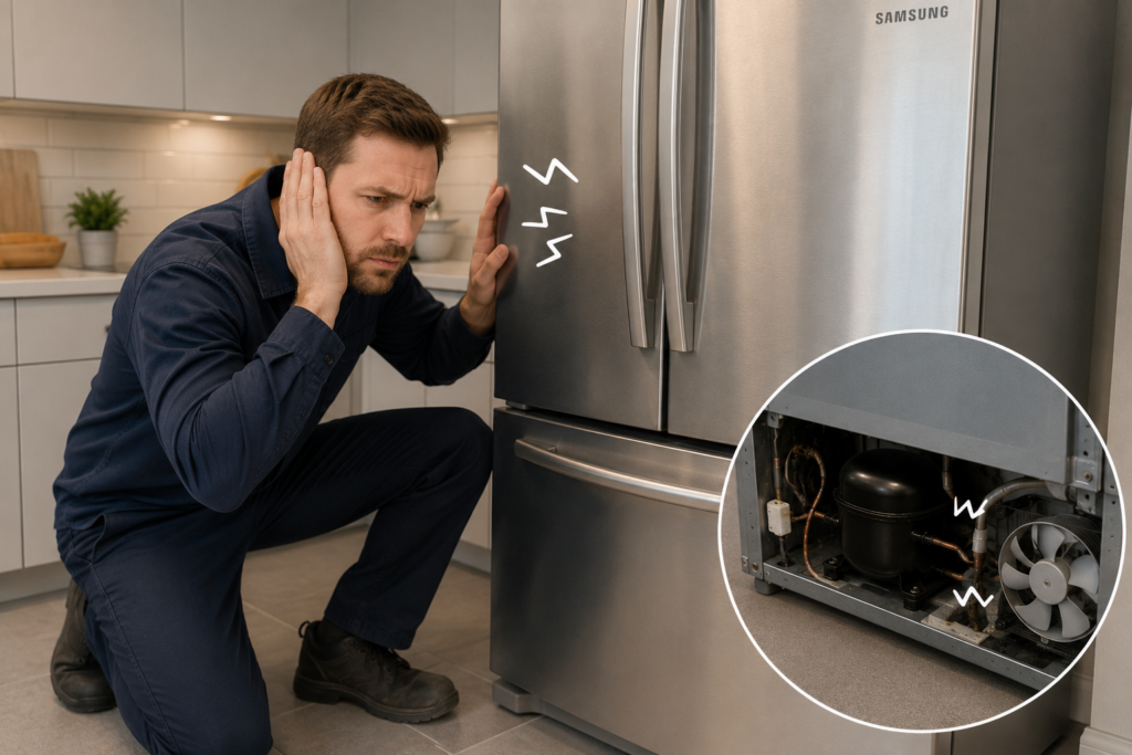 Samsung refrigerator noisy operation caused by compressor or fan motor problem